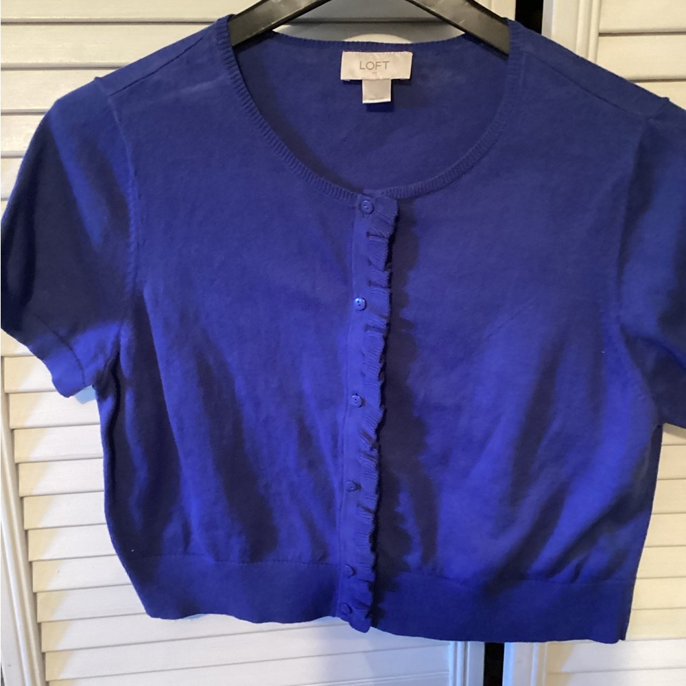 Loft ladies full button front short sleeve Cardigan, size large